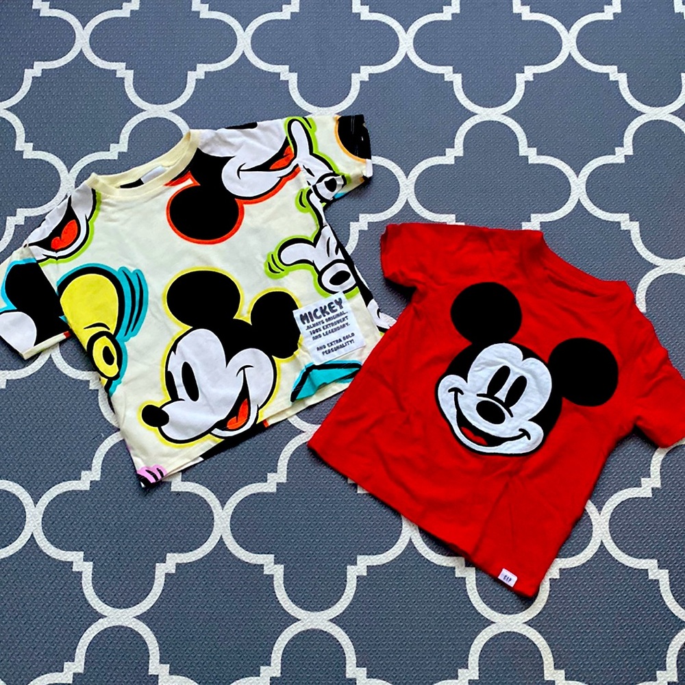 Disney Mickey shirts sz 3T , multi color from Zara, red from Gap